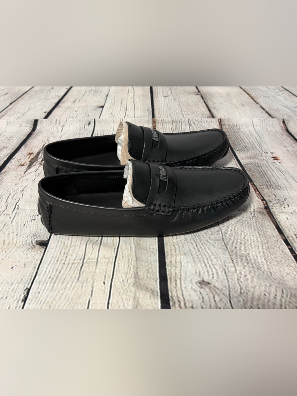 Men's Coach Penny Loafers Black Leather - Picture 5 of 10